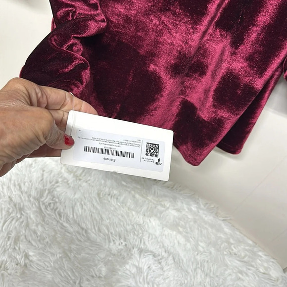 Elainone Off Shoulder Wrap V Neck Velvet Bodycon Dress Ruched Long Puff Sleeve - Picture 7 of 11